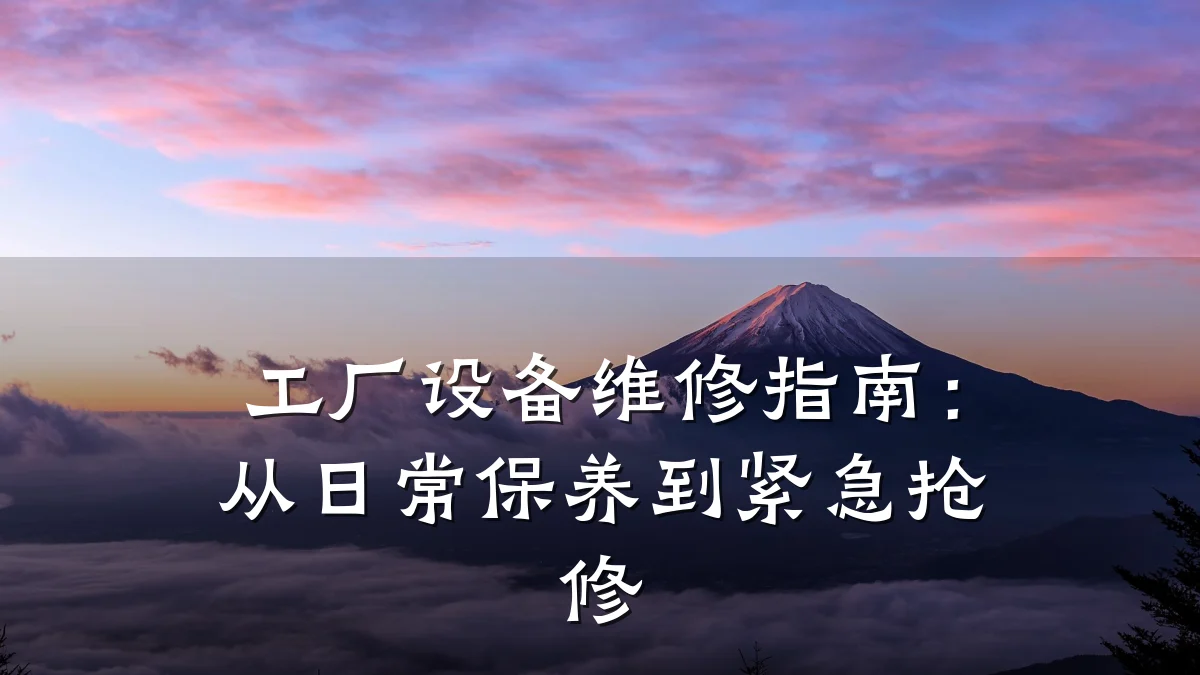 工厂设备维修指南:从日常保养到紧急抢修