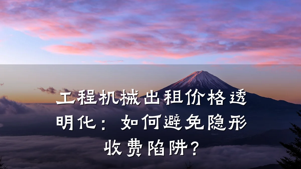 工程机械出租价格透明化:如何避免隐形收费陷阱?