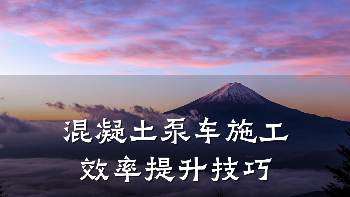 混凝土泵车施工效率提升技巧