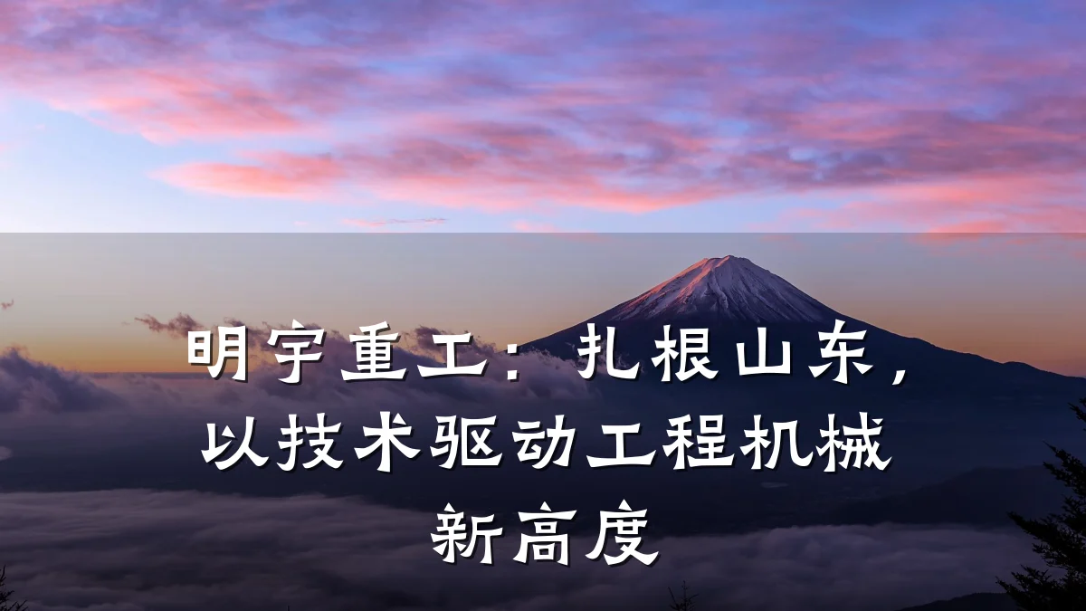 明宇重工：扎根山东，以技术驱动工程机械新高度