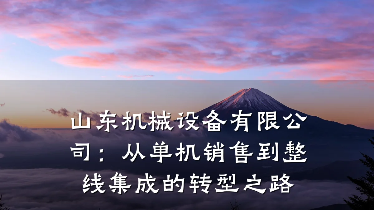 山东机械设备有限公司：从单机销售到整线集成的转型之路