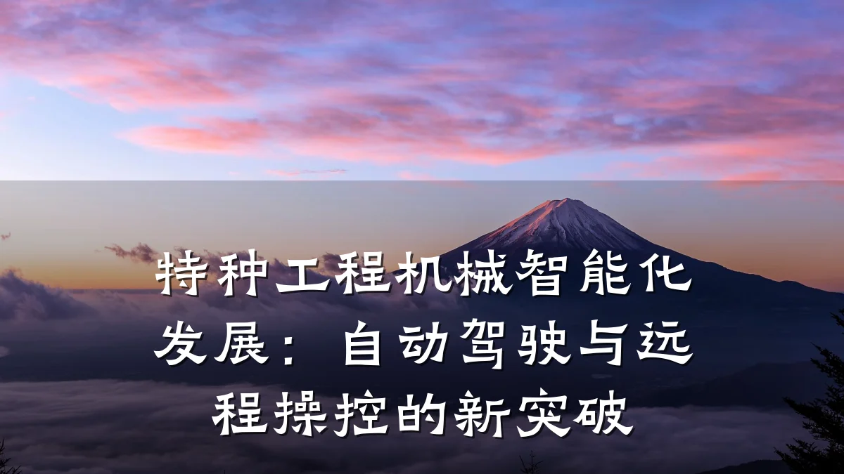 特种工程机械智能化发展:自动驾驶与远程操控的新突破