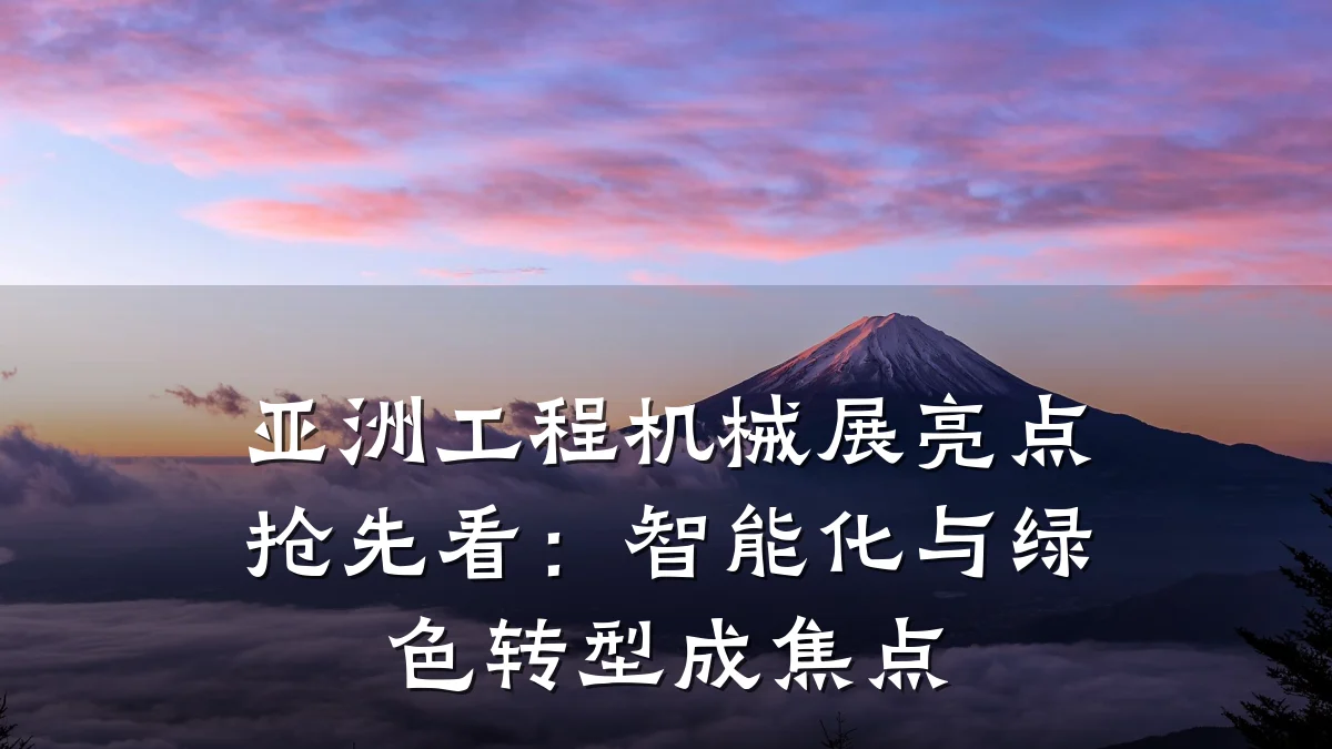 亚洲工程机械展亮点抢先看:智能化与绿色转型成焦点