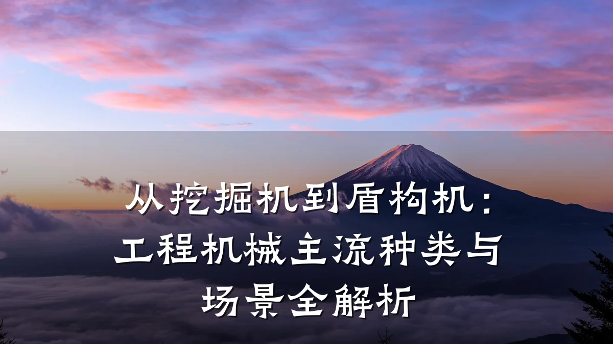 从挖掘机到盾构机：工程机械主流种类与场景全解析