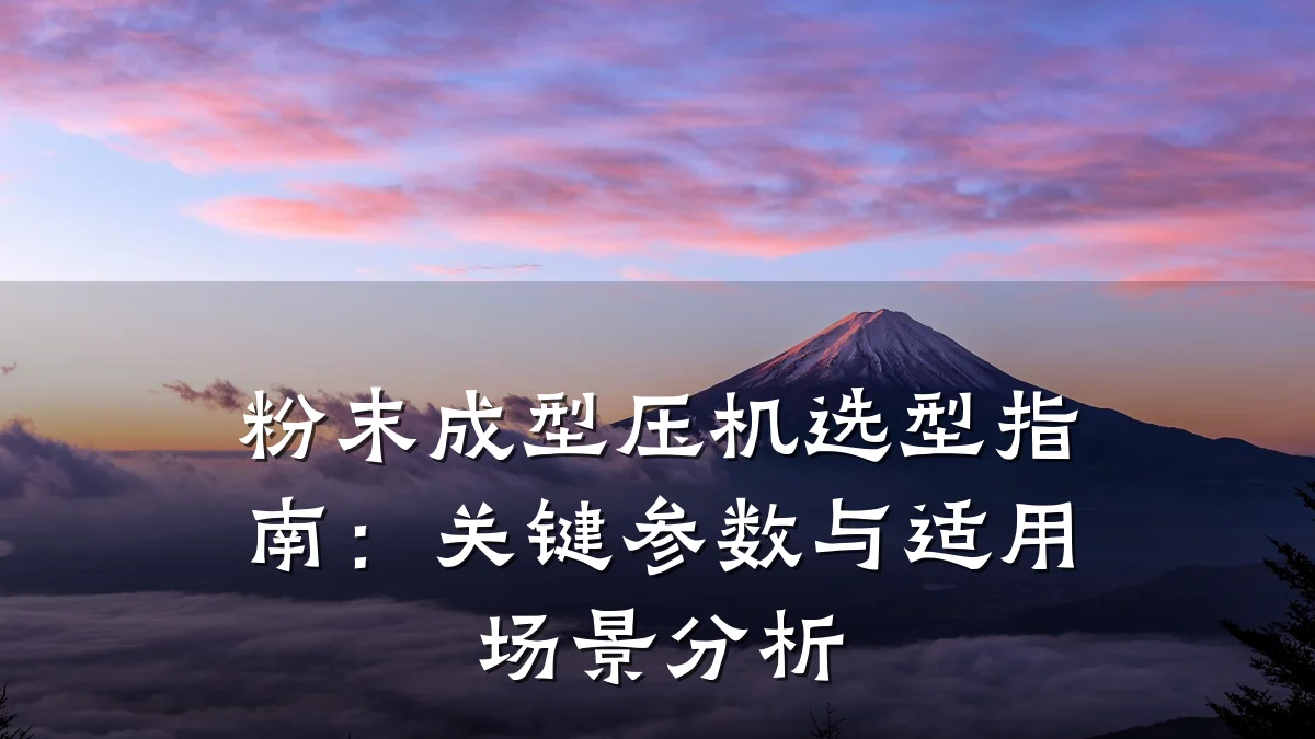 粉末成型压机选型指南：关键参数与适用场景分析
