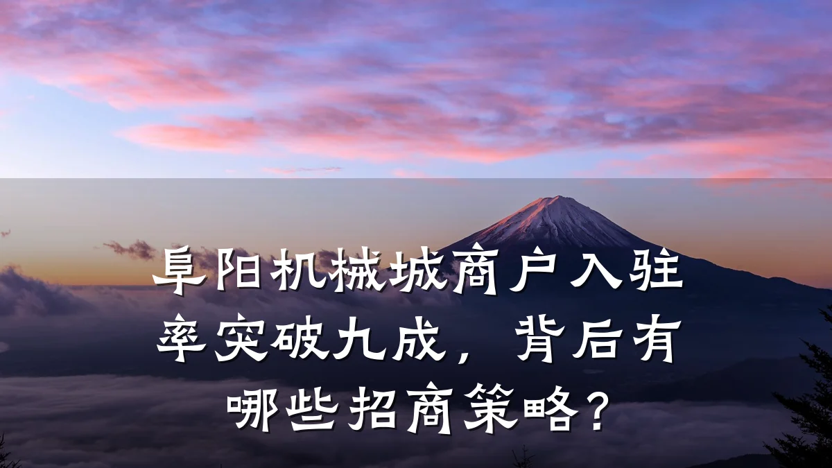阜阳机械城商户入驻率突破九成,背后有哪些招商策略?