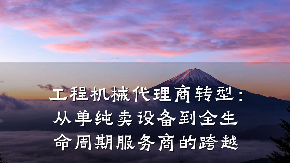 工程机械代理商转型：从单纯卖设备到全生命周期服务商的跨越