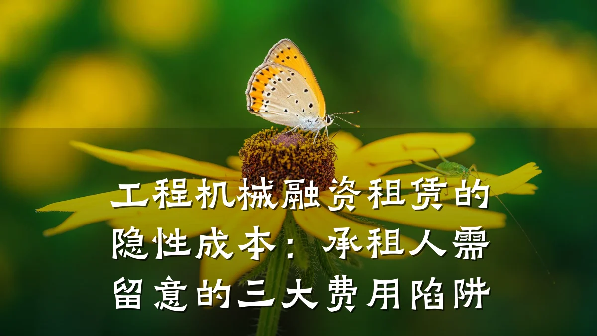 工程机械融资租赁的隐性成本：承租人需留意的三大费用陷阱