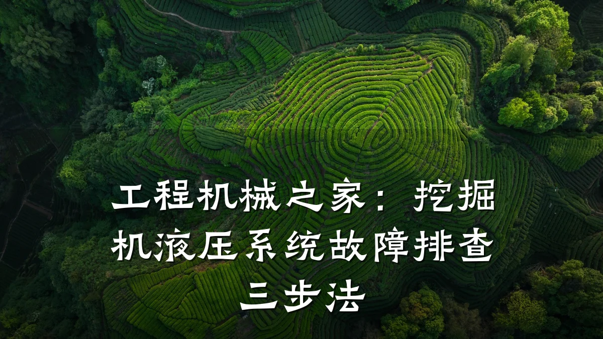 工程机械之家：挖掘机液压系统故障排查三步法