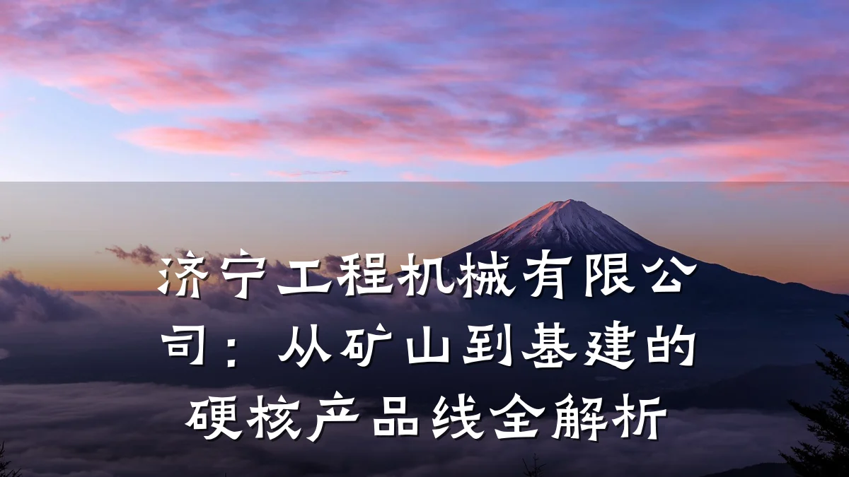 济宁工程机械有限公司：从矿山到基建的硬核产品线全解析