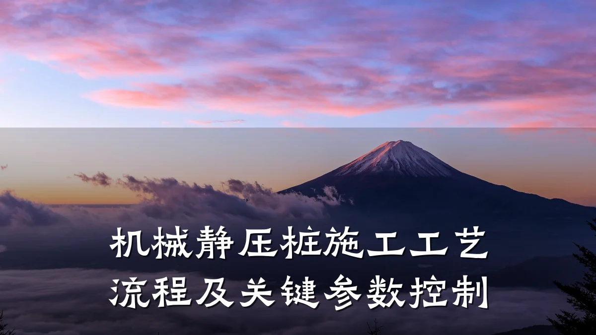 机械静压桩施工工艺流程及关键参数控制