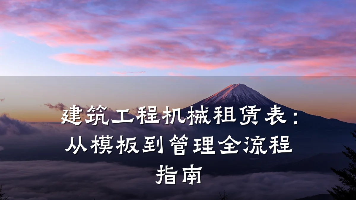 建筑工程机械租赁表：从模板到管理全流程指南