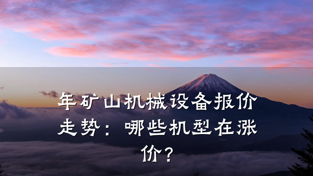 年矿山机械设备报价走势：哪些机型在涨价？