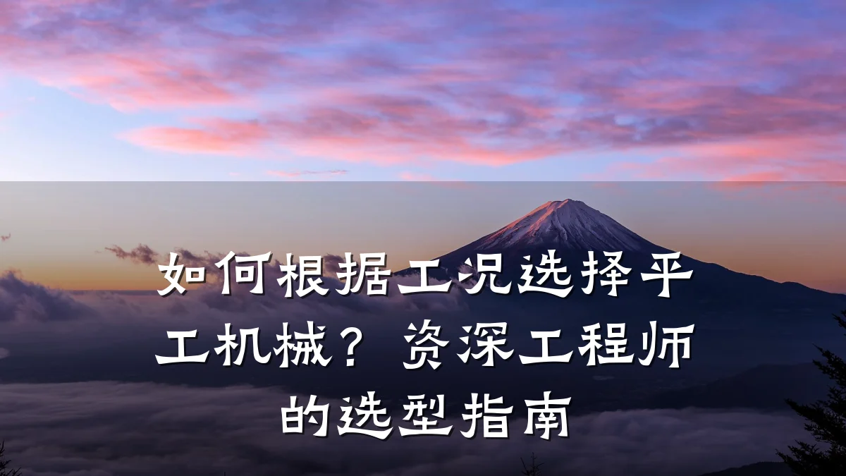 如何根据工况选择平工机械？资深工程师的选型指南