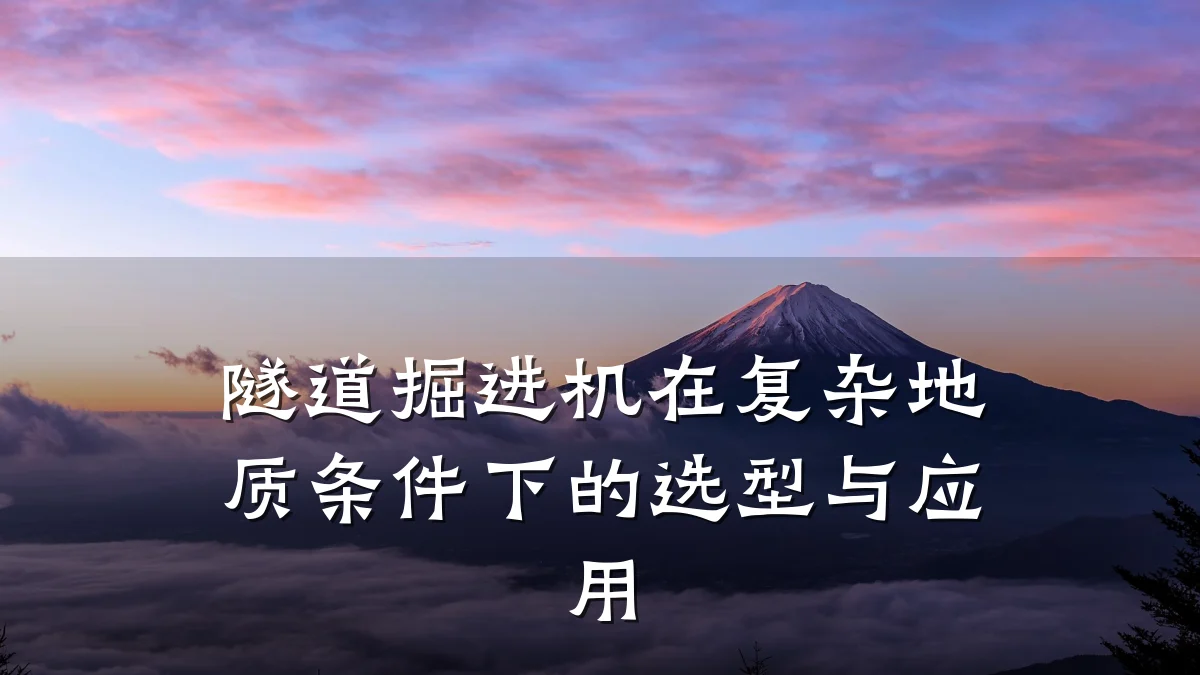 隧道掘进机在复杂地质条件下的选型与应用