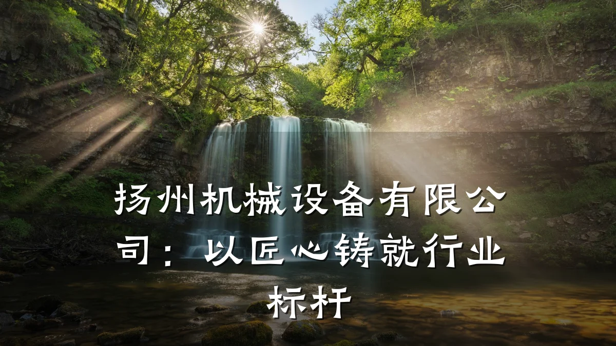 扬州机械设备有限公司：以匠心铸就行业标杆