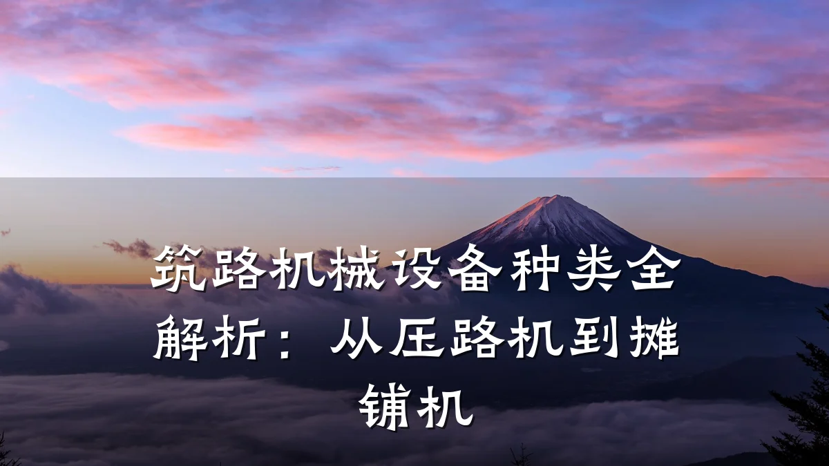 筑路机械设备种类全解析：从压路机到摊铺机