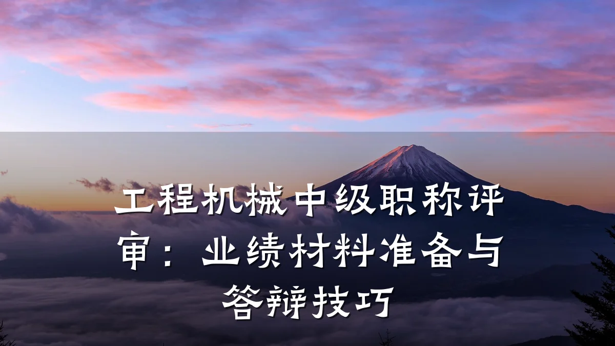 工程机械中级职称评审:业绩材料准备与答辩技巧