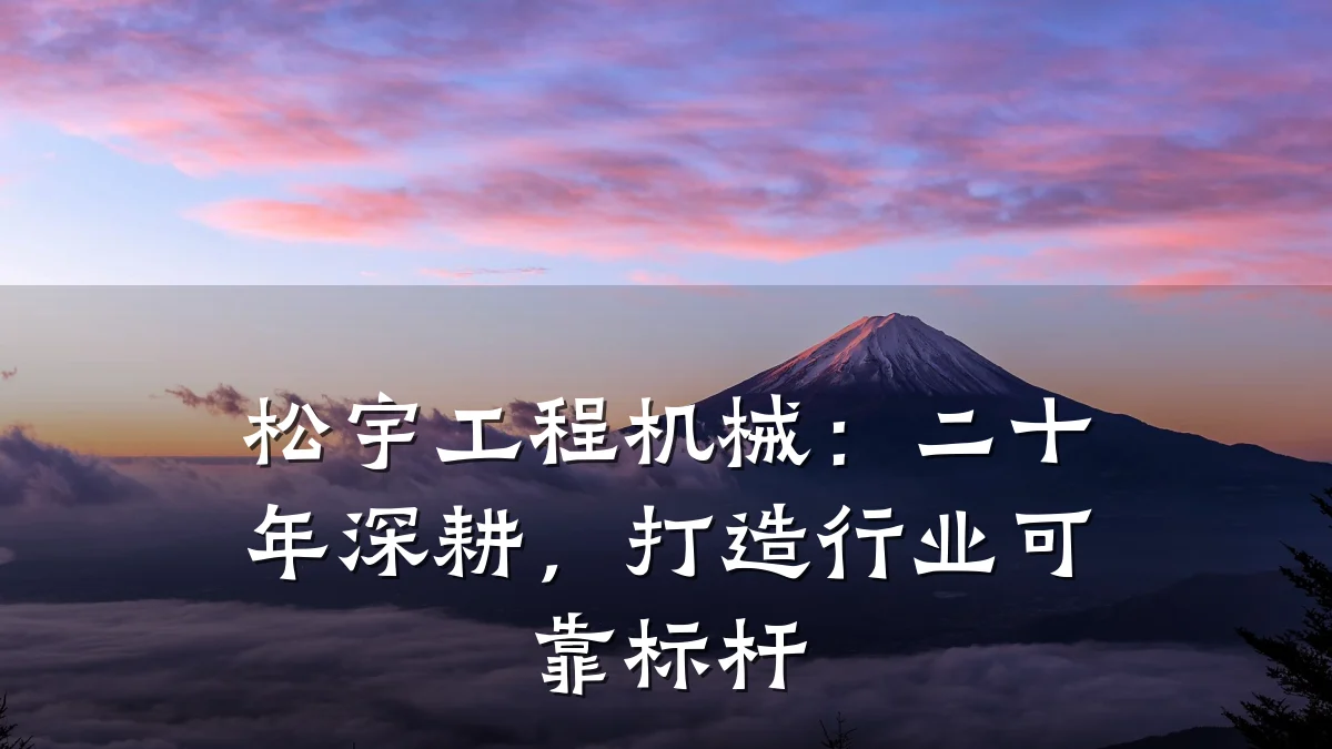 松宇工程机械:二十年深耕,打造行业可靠标杆