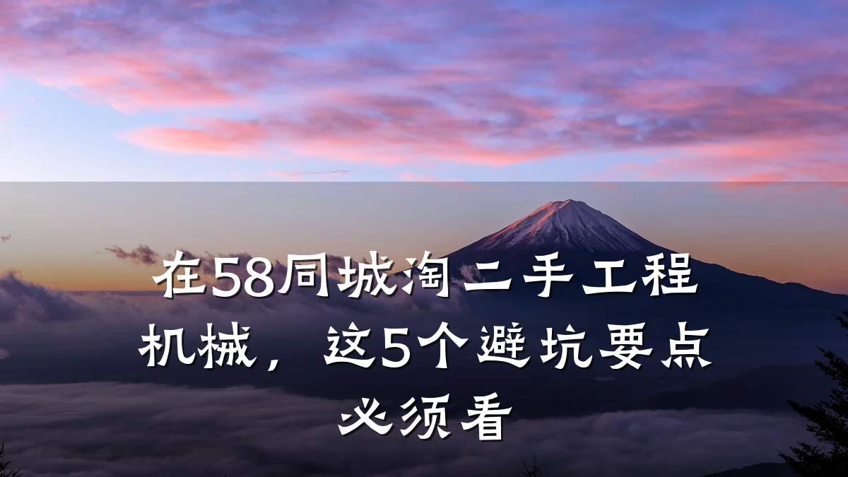 在58同城淘二手工程机械,这5个避坑要点必须看