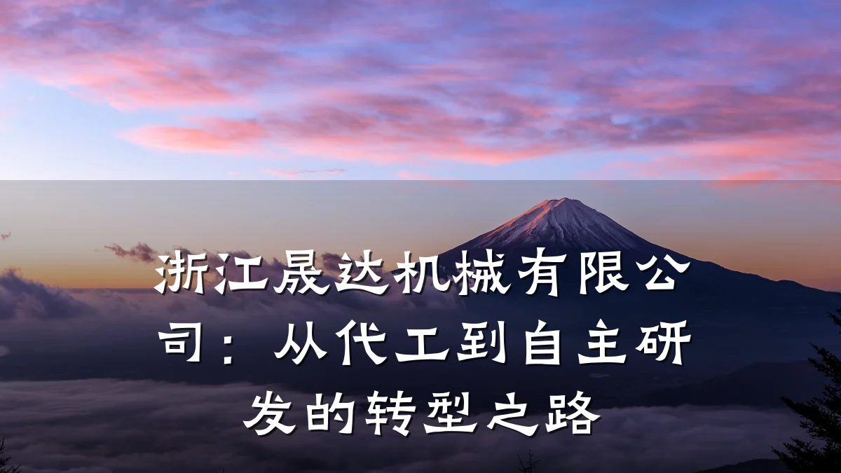 浙江晟达机械有限公司:从代工到自主研发的转型之路
