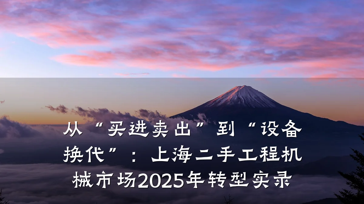 从“买进卖出”到“设备换代”:上海二手工程机械市场2025年转型实录