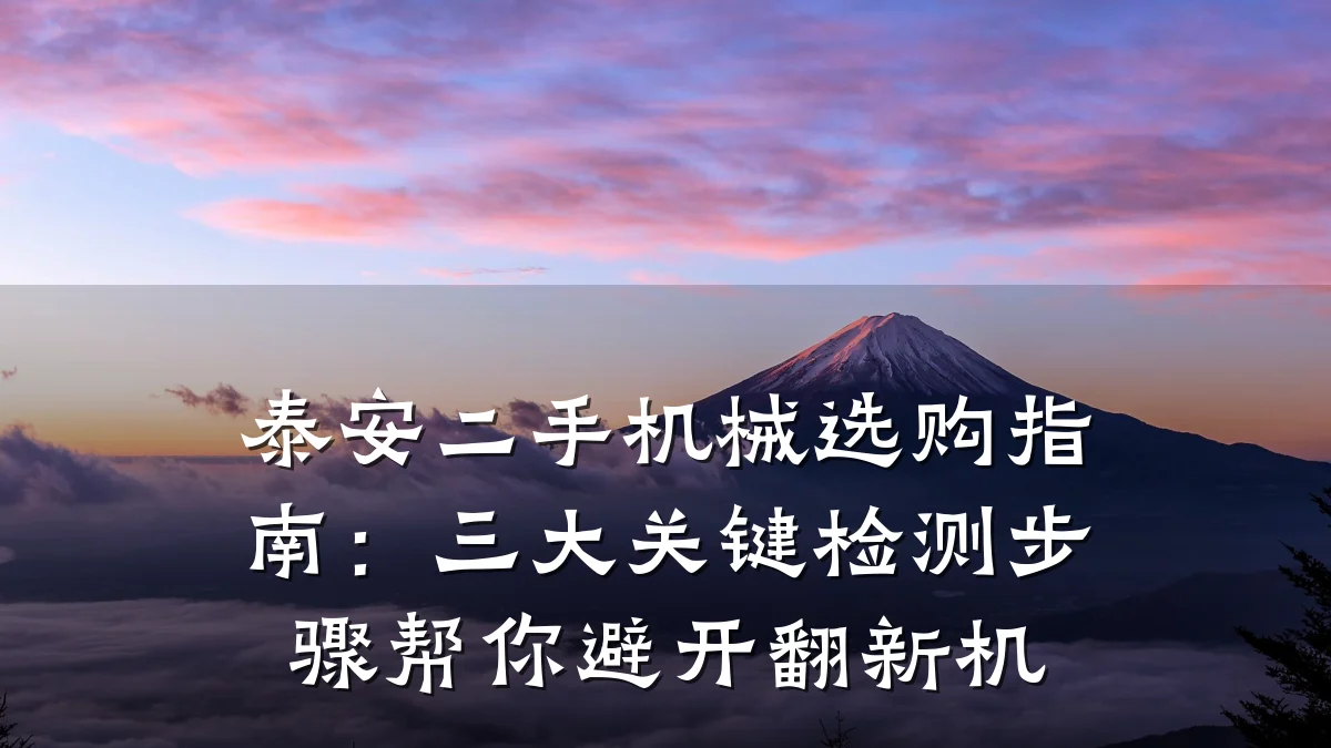 泰安二手机械选购指南:三大关键检测步骤帮你避开翻新机