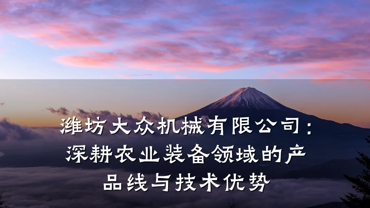 潍坊大众机械有限公司:深耕农业装备领域的产品线与技术优势