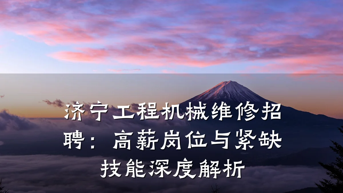 济宁工程机械维修招聘:高薪岗位与紧缺技能深度解析