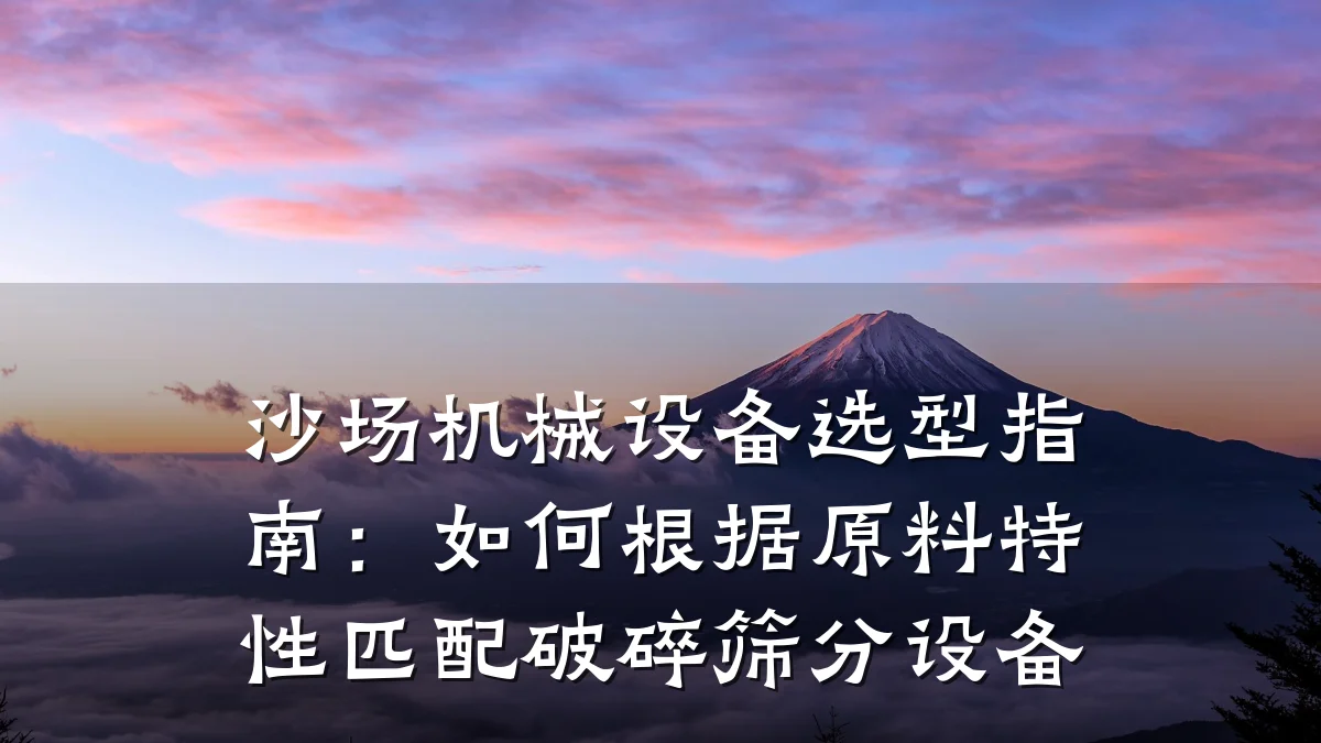 沙场机械设备选型指南:如何根据原料特性匹配破碎筛分设备