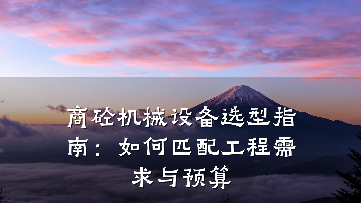 商砼机械设备选型指南:如何匹配工程需求与预算