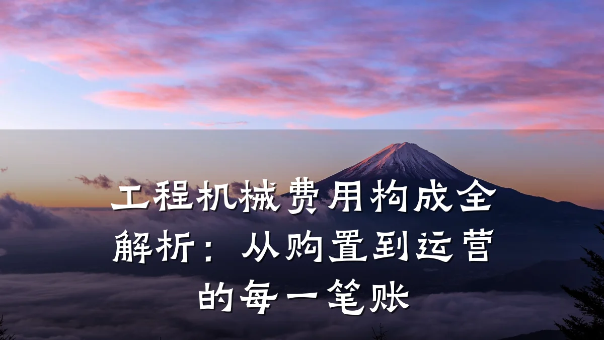 工程机械费用构成全解析:从购置到运营的每一笔账
