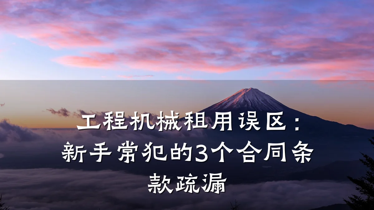 工程机械租用误区:新手常犯的3个合同条款疏漏