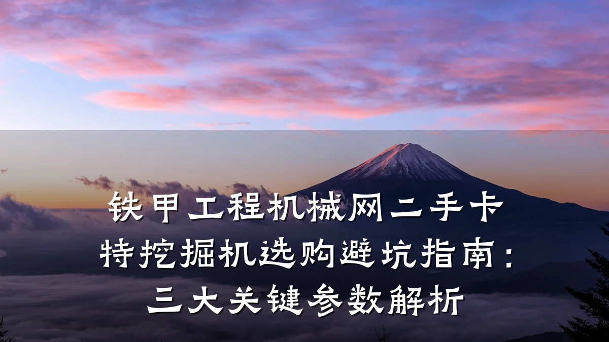 铁甲工程机械网二手卡特挖掘机选购避坑指南:三大关键参数解析