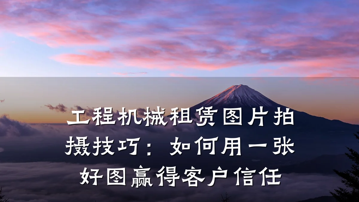 工程机械租赁图片拍摄技巧：如何用一张好图赢得客户信任