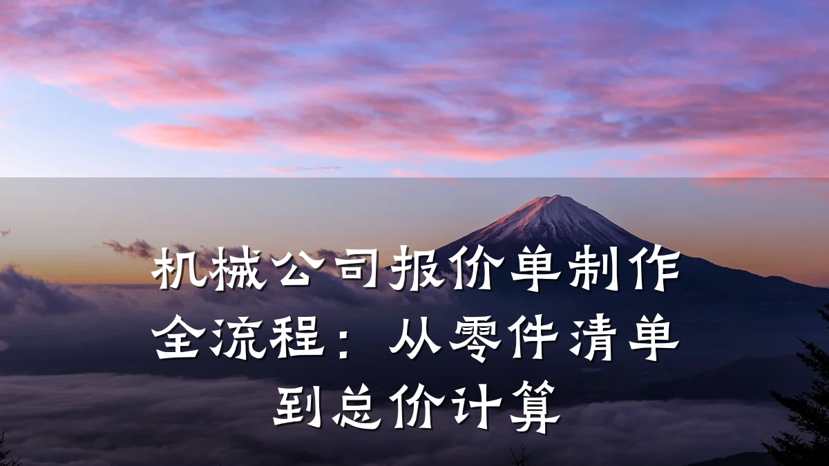 机械公司报价单制作全流程:从零件清单到总价计算
