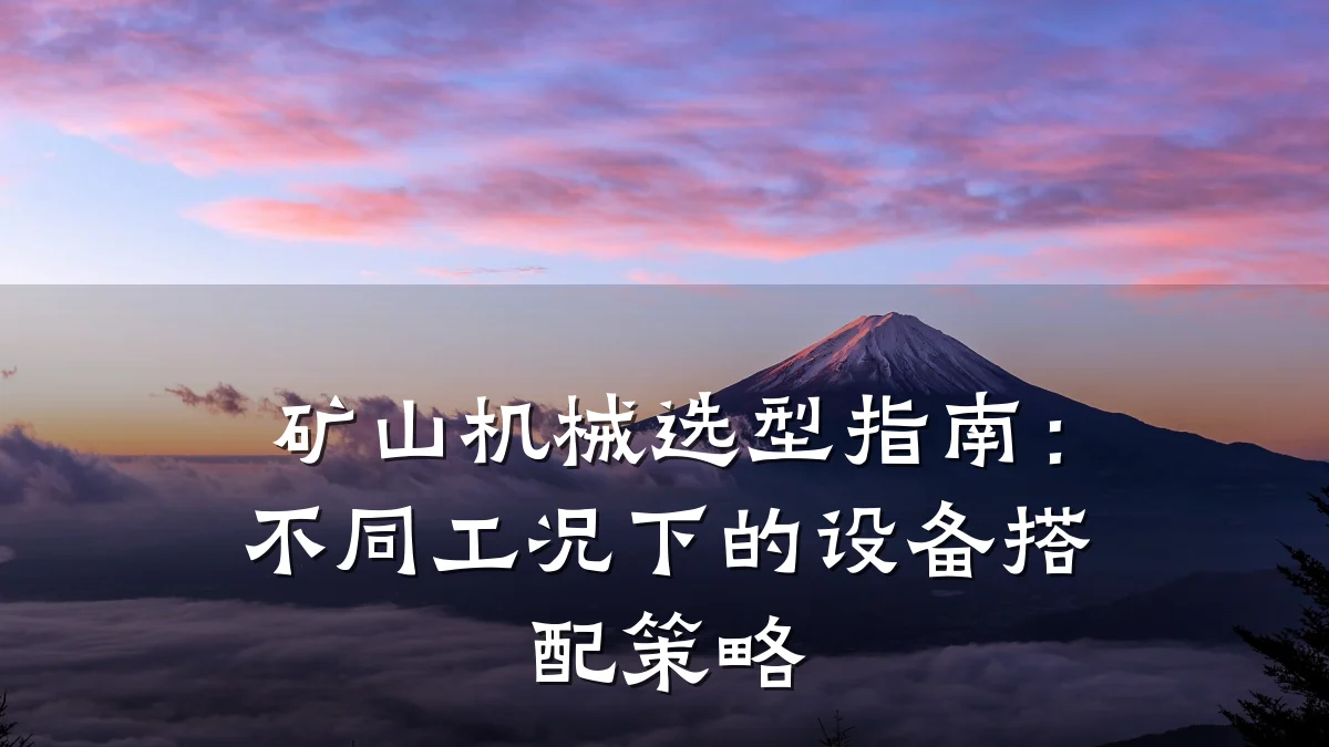 矿山机械选型指南:不同工况下的设备搭配策略