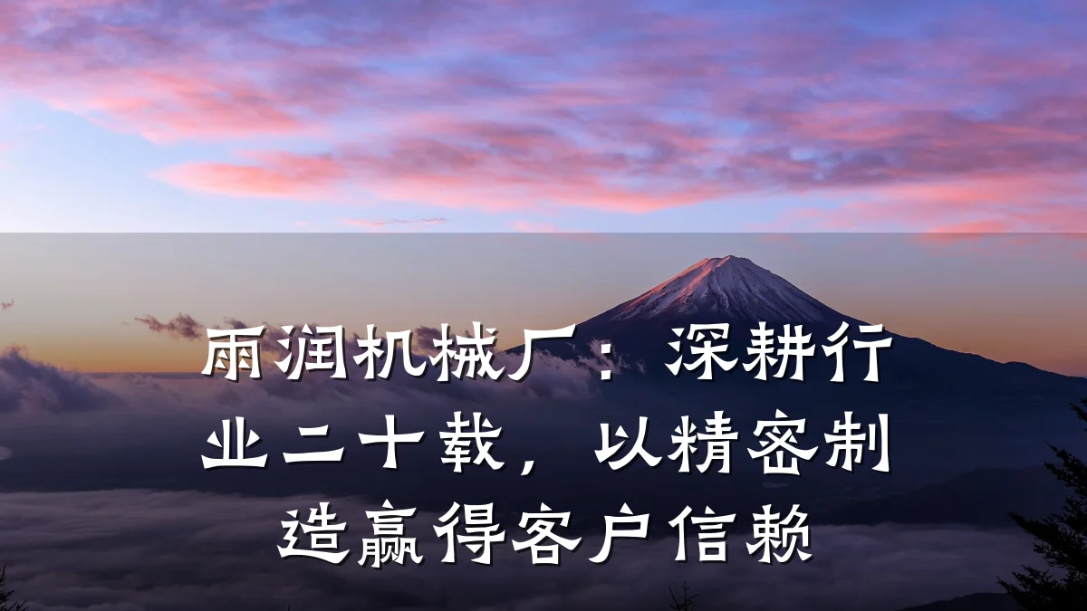 雨润机械厂:深耕行业二十载,以精密制造赢得客户信赖