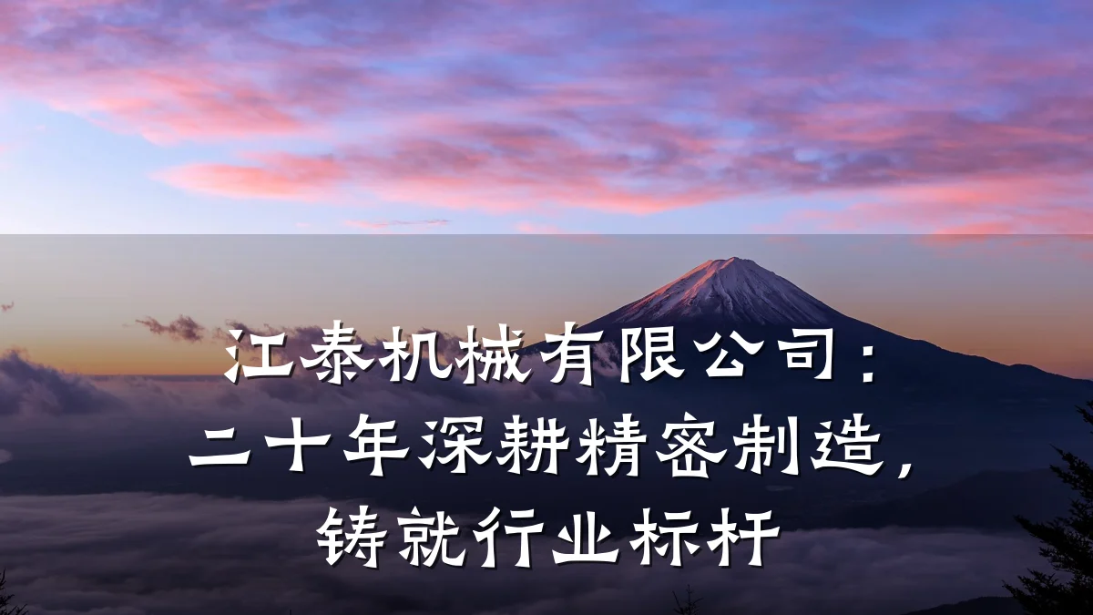 江泰机械有限公司:二十年深耕精密制造,铸就行业标杆