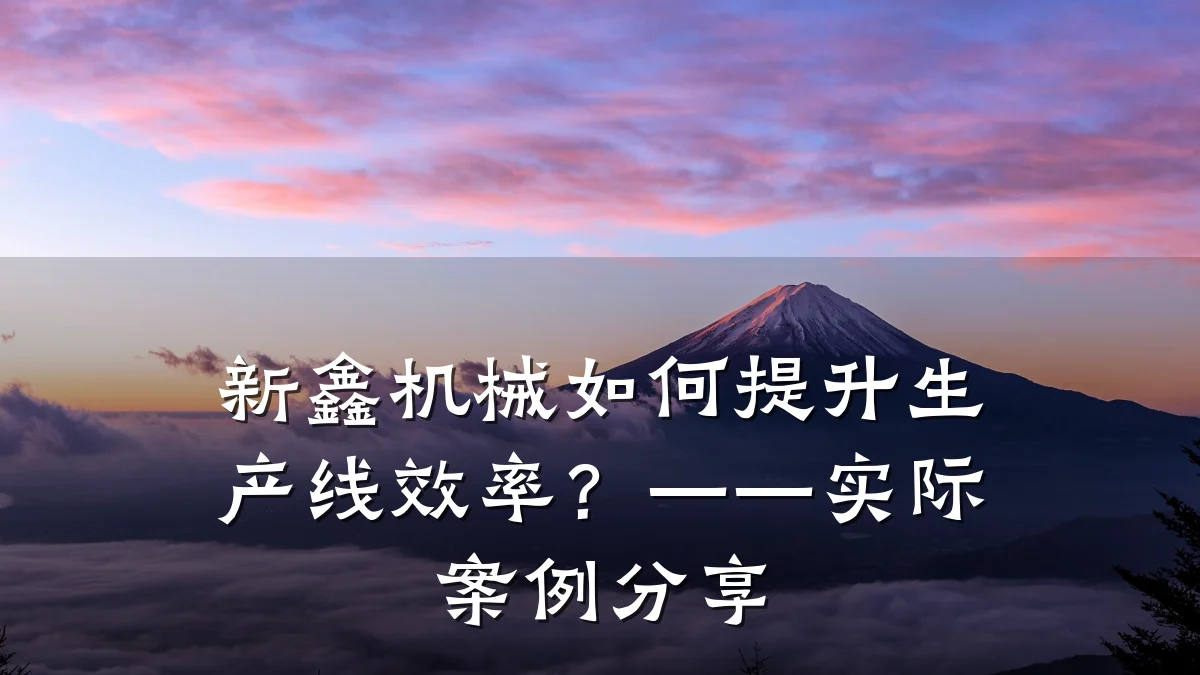 新鑫机械如何提升生产线效率?——实际案例分享